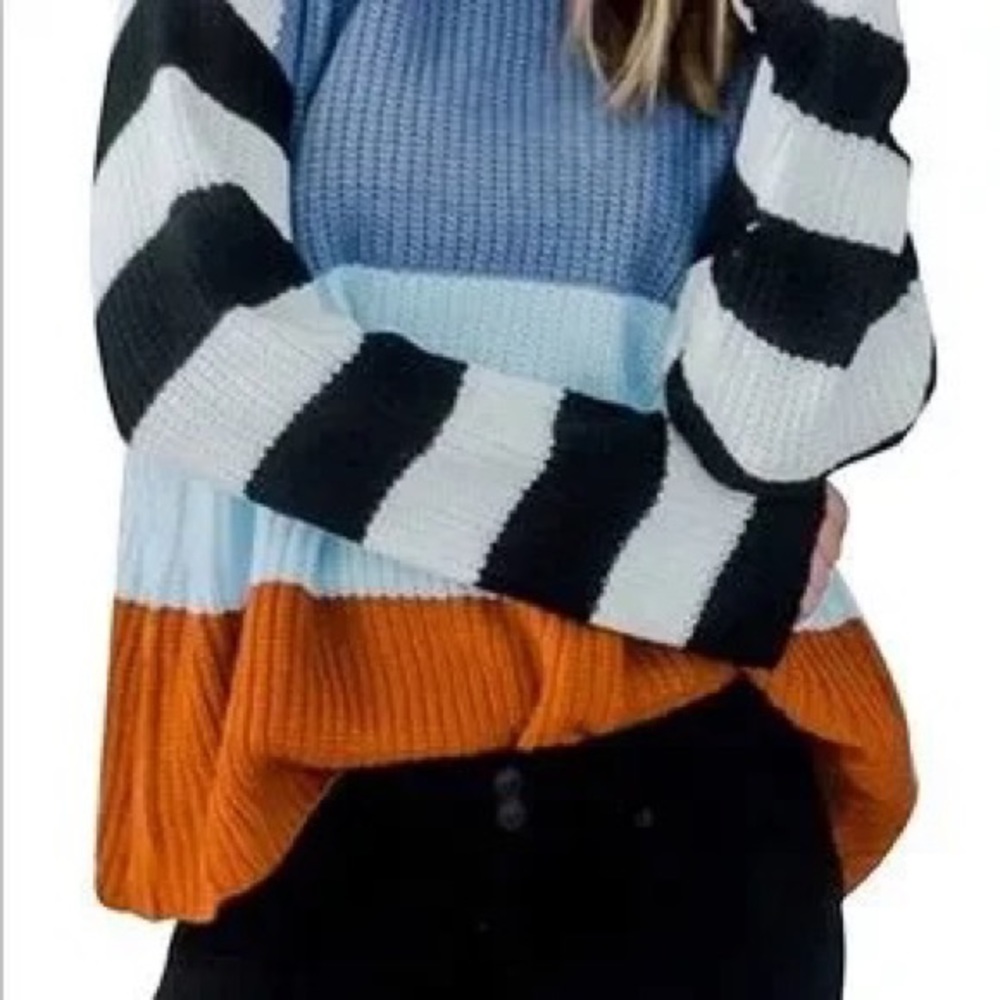 ZESICA Sweater Color Black Chunky Knit 3/4 Sleeve Top Sz Small - Picture 3 of 7